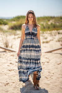 Novedades 2023: Vestido largo maxi casual de verano para mujer, estilo bohemio floral, tie-dye, boho chic, de rayón, con botones, hasta el suelo, corte profundo. - Product Image 5