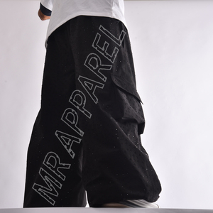 กางเกงกันหิมะสีดำใส่ได้ทั้งชายและหญิงใหม่2025พร้อมสายคาดเอวยางยืดประดับพลอยเทียมแวววาวแวววาวและกระเป๋ามีซิปหลายช่อง - Product Image 3