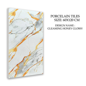 Carreau de porcelaine aspect marbre de luxe 60x120cm Surface brillante polie et brillante pour murs intérieurs et sols - Product Image 3