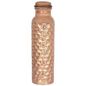 Botella de agua de cobre hecha a mano Handy Grip Estampado de flores personalizado Color personalizado Ecológico Unisex Drinkware 350ml-1000ml - Product Image 5