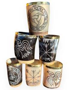 Verre artisanal en corne naturelle authentique, verre à boire médiéval pour les fêtes à thème, poli naturellement pour les bars de clubs - Product Image 4