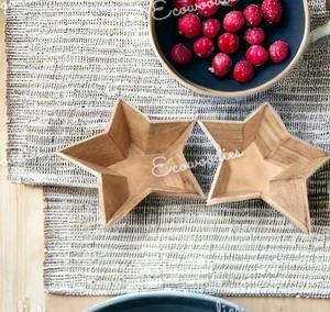 ถาดไม้ไผ่ผลไม้แห้งทำด้วยมือจานเสิร์ฟรูปดาวสำหรับโต๊ะอาหารเช้างานฝีมือศิลปะตกแต่งห้องครัว - Product Image 1