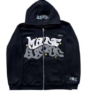 Sudadera con Capucha de Primera Calidad, Lavada al Ácido, con Cierre, Estilo Urbano, Logotipo Bordado con Efecto Desgastado, Diseño Personalizado para Hombre, 2025 - Product Image 1