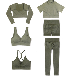 5 pièces vêtements de sport pour les femmes Offre Spéciale dame Yogasuit sans couture vêtements de sport respirant packedge costume - Product Image 4