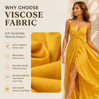 Tissu en viscose teint uni en gros, doux et respirant, pour robes et vêtements d'été