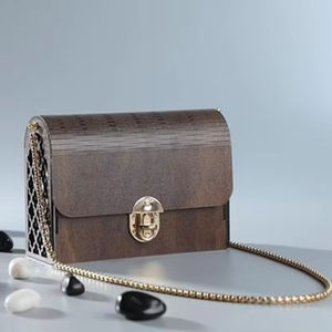 Sac à main en bois léger pour femmes, occasions formelles, sac à main en bois avec décorations artistiques, articles de fête à bas prix - Product Image 1