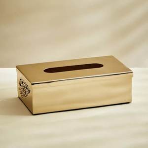 Boîte à mouchoirs en acier inoxydable argenté forme rectangulaire pour décorations de table pour la maison et l'hôtel porte-papier de soie - Product Image 4