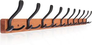 Coat <b>Rack</b> Wall Mounted Wall Hooks <b>Rack</b> With With Brown Hooks Wooden Wall Coat <b>Rack</b> for Bathroom Living Room - Product Image 3