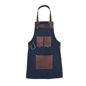 Custom Embroidered Adjustable Canvas <b>Apron</b> <b>Leather</b> Patch Waterproof Kitchen <b>Aprons</b> for Women - Product Image 3
