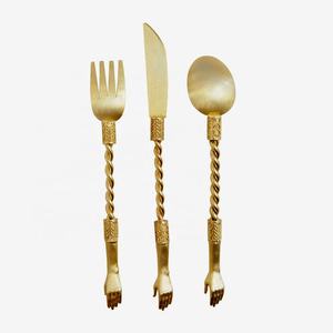 Stylish Brass Twisted Handle Cutlery Set Modern 4 Pcs Perfect Fruit <b>Fork</b> and <b>Dessert</b> <b>Fork</b> for a Luxe Dining Experience - Product Image 2