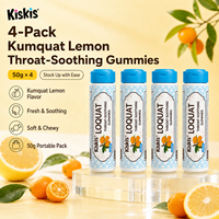 Gummies apaisantes pour la gorge KisKis au goût unique, aux herbes chinoises, au mojavel, au kumquat et au citron, rafraîchissantes, en sachet de 50g