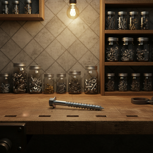 Vis à bois à tête hexagonale externe à pointe acérée en acier au carbone de classe 4 à haute résistance, filetage grossier, norme DIN - Product Image 1