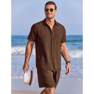 2024 logotipo personalizado camiseta pantalones cortos conjunto para hombres transpirable Casual verano corto Bolsillo grande de talla grande media manga-2 piezas conjuntos para hombres - Product Image 4