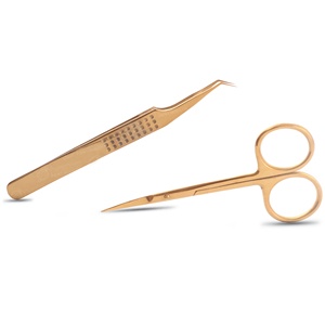 Matériel importé du Japon, pinces à épiler de haute qualité à pointes ultra-affûtées, couleur or plasma, pointe en fibre, faciles à utiliser pour prélever des cils de 0,03 mm. - Product Image 4