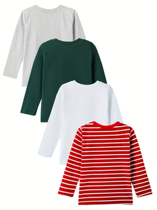 Summer Korean Version Sports Short-Sleeved Boys Solid Color & Striped Pocket Bangladesh New Casual Logo-Printed T-Shirt for Kids - Product Image 3