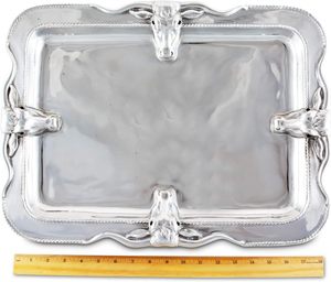 Plateau de service carré en aluminium de haute qualité, fabriqué à la main en Inde, marque NSE, pour usage domestique, hôtelier et restauration, exportation directe - Product Image 5