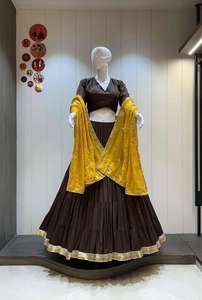 Spécial Navratri : Chaniya Choli Traditionnel 100% Coton Jaam Pur, Imprimé Multicouche, Double Blouse, Travail Artisanal Original, Résistant à l'humidité - Product Image 5