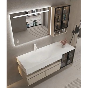 Tocador muebles de madera contrachapada servicio OEM Villa baño impermeable clásico duradero moderno personalizable PVC lavabo montado en la pared - Product Image 3