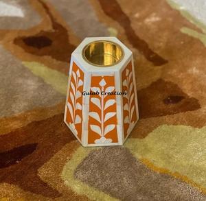 Plateau de service en incrustation d'os jaune et blanc avec ensemble décoratif de brûleur d'encens en incrustation d'os assorti pour la décoration intérieure et les cadeaux - Product Image 2