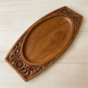 PLATEAU IMPRIMÉ EN BOIS UNIQUE MEILLEURE QUALITÉ SCULPTÉ Forme carrée disponible et meilleur échantillon d'artisanat indien Offre Spéciale - Product Image 2