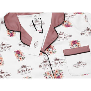 Top de Pijama de Mujer con Estampado Floral, Corte Beike-Conic, Manga Corta, Ajuste Holgado, Sensación Sedosa y Lujosa, Cierre con Cordón, Personalizable - Product Image 5