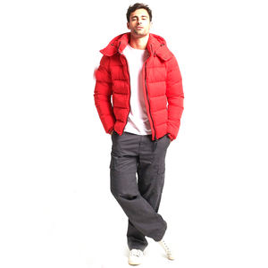Chaqueta acolchada roja de invierno para hombre de alta calidad, ropa de calle con capucha y logotipo personalizado, chaqueta acolchada personalizada de lona con burbujas para hombre de alta calidad - Product Image 6