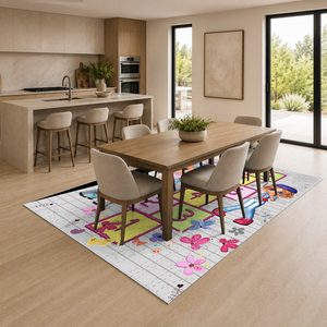 Tapis RUGS DEPOT LXDP-0788 – Tapis ethnique multicolore neutre Kilim imprimé numériquement, lavable en machine, en chenille, antidérapant – Vente en gros - Product Image 4