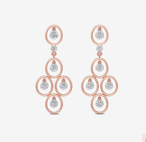 Real Diamonds Bridal Wear Rose Gold Diamond Drop Earrings in 14kt for Party Wear or Wedding Wear Lab Grown Diamonds - Product Image 4