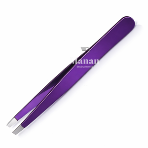 Pinzas Profesionales de Acero Inoxidable de Primera Calidad, Duraderas, Color Morado, Punta Inclinada, Herramienta de Belleza para Depilación de Precisión - Product Image 6