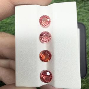 Pierre précieuse en vrac saphir cultivé en laboratoire Padparadscha coupe ronde pour la fabrication de bijoux - Product Image 2