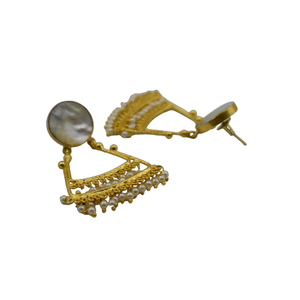 Vente chaude plaqué or nacre boucle d'oreille en laiton matériel bijoux boucle d'oreille pour les filles et les femmes au prix de gros - Product Image 3