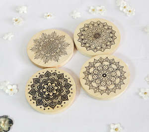 Square Natural <b>Wood</b> Coaster <b>Set</b> for <b>Tea</b> and Water for Home and Hotel Use Packaged in Carton - Product Image 2