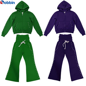 Conjunto de Sudadera con Capucha y Pantalones Deportivos de Invierno Personalizados con Pedrería, Diseño 2 en 1, Unisex, Talla Grande - Product Image 3