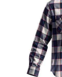 Camisa a Cuadros para Hombre, Manga Larga, Cuello Abotonado, Informal, de Algodón, con Bolsillo en el Pecho, para Primavera, en Colores Gris, Azul y Rojo, Venta al Por Mayor - Product Image 4