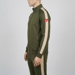 Conjunto Deportivo para Hombre en Verde Oliva, Chaqueta Deportiva con Cierre Completo, Pantalones Jogger con Franjas Laterales Beige, Ropa Deportiva para Entrenamiento, Gimnasio, Running y Fitness - Product Image 2