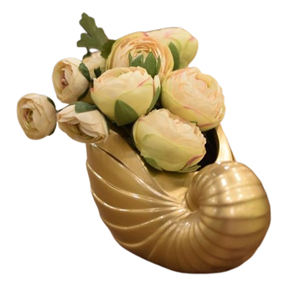 Florero chapado en oro Aluminio Metal Único Hecho a mano Moda Lujo Costero Florero de hierro - Product Image 1