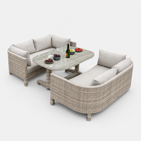Ensemble de canapés en rotin d'extérieur créatif, minimaliste et moderne avec coussins amovibles et lavables pour balcon, jardin, cour