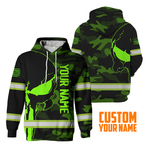 Sweat à capuche réfléchissant camouflage néon drapeau américain nom personnalisé vêtements de travail de sécurité nouvel arrivage en gros - Product Image 2