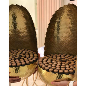 Tazón de Metal martillado Dorado de la mejor calidad, mesa de diseño clásico, tazón de Chocolate decorativo con detalles dorados para bodas - Product Image 1