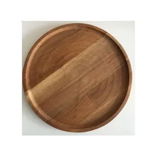 Nuova progettazione piastra di caricatore in legno Mango su misura dimensioni e forma multiuso in legno naturale piatto di forma rotonda articoli da tavola