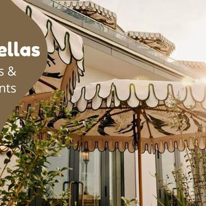 ร่มชายหาดหอยเชลล์สองชั้นสำหรับงานแต่งงานร่มริมสระน้ำสไตล์บาหลีสำหรับกิจกรรมกลางแจ้งที่มีพู่ - Product Image 1