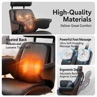 Silla de Masaje de Oficina Ejecutiva de Lujo Reclinable con 3 Programas de Masaje, Terapia de Calor, Giro de 360°, Funcionamiento Inalámbrico, Ecológica