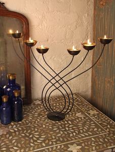 Porte-bougie en fer noir pour sapin de Noël, coupelles à bougies votives en verre, centre de table décoratif pour les fêtes, décoration moderne pour la maison, mariage - Product Image 2