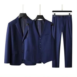 Mode haut de gamme robe hommes costume 3 pièces affaires formelle robe de mariée décontracté quatre saisons - Product Image 3