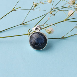Pietersite naturelle forme ronde pierre précieuse 925 pendentif en argent Sterling Vintage plaqué argent pendentif à la mode pour unisexe - Product Image 4