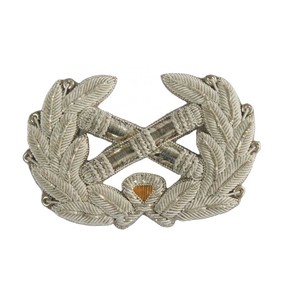 Custom Design Embroidery <b>Sew</b>-On Fabric Badge Luxury Fashion Wholesale Handmade Gold White 3D Nickel-Free Crest - Product Image 1