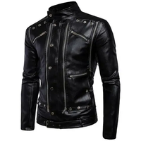 Blouson Bomber Homme Tendance – Nouveau Style V – Veste d'Hiver Imperméable en Véritable Peau de Mouton Noire avec Col Montant et Fermeture Éclair