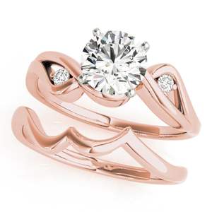 Anillo de Compromiso Minimalista con Moissanita de Corte Redondo y Engaste de Oro Rosa para Mujer - Product Image 1