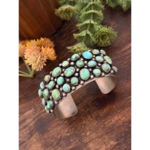 Bobby Johnson Sonoran Mountain Turquoise & Sterling <b>Silver</b> Cluster Fashion <b>Cuff</b> <b>Bracelet</b> - Product Image 5