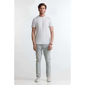 Jean droit vintage Y2K bleu clair, taille mi-haute, délavé, denim skinny brodé foncé, modèle tricoté n° MNJNSSS24002 - Product Image 2